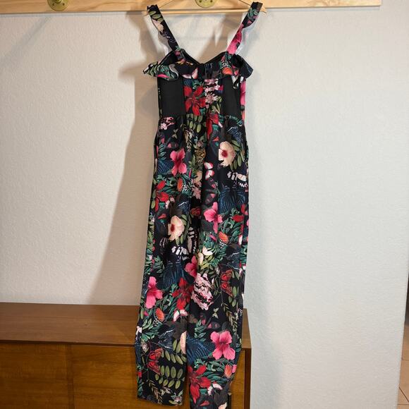 Women's H&M Black and Multicolored Floral Botanical Print Jumpsuit Size 8 - Picture 10 of 10